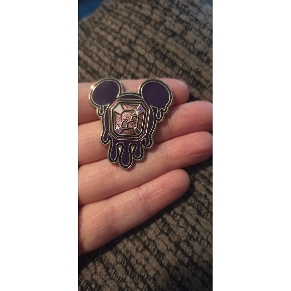 Disney Villains Darkness Drip Mickey Head Enamel Pin Purple Pink Gem 2014